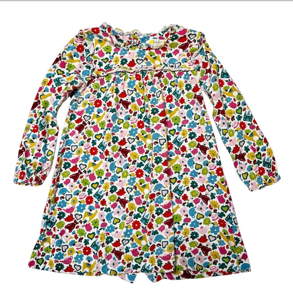 Baby Boden Teddy Bear Floral Print Dress Size 18-24m